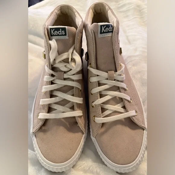 Keds Suede High-Tops in Beige and Sage - Picture 2 of 7